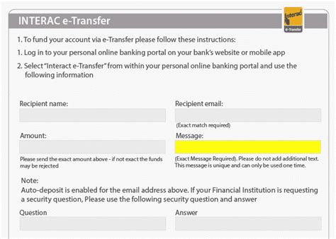 Withdrawing/Updating Details with Interac e.